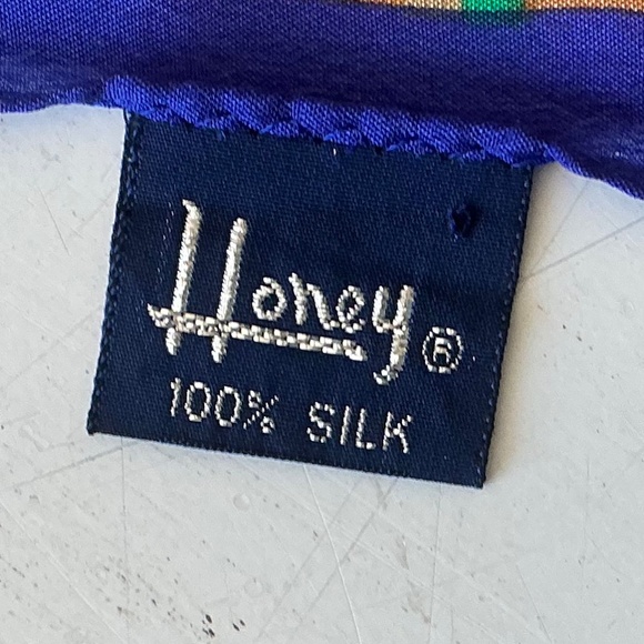 Vintage Honey brand colorful 100% Silk Art Deco scarf 31” x 31” - Picture 3 of 5